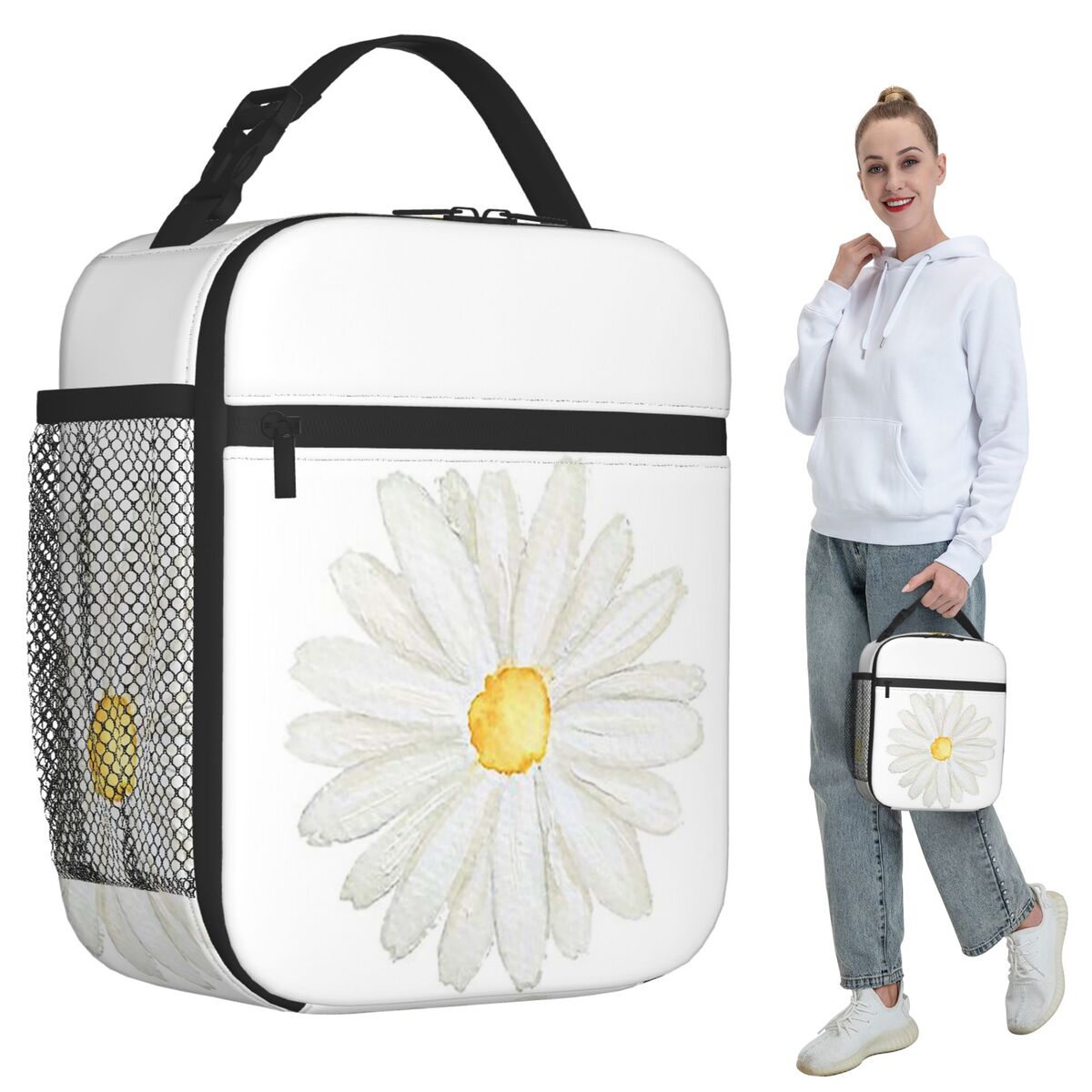 Women Hand Bags For Office - Hand Painted One Little White Daisy