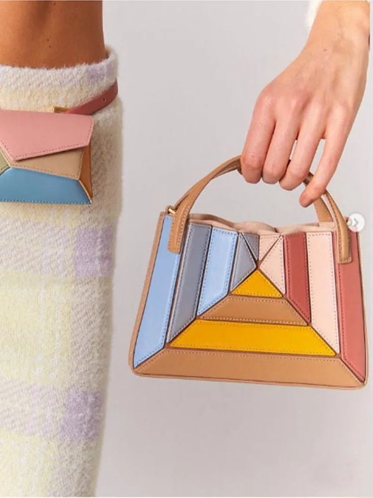 Women Bags Polene - Luxury Colorful Vivid Stripped Shoulder Bag