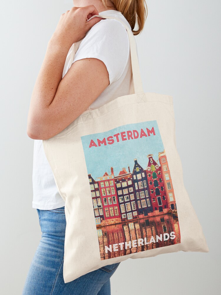 Women Bags Netherlands - Amsterdam Netherland colorful canal houses Tote