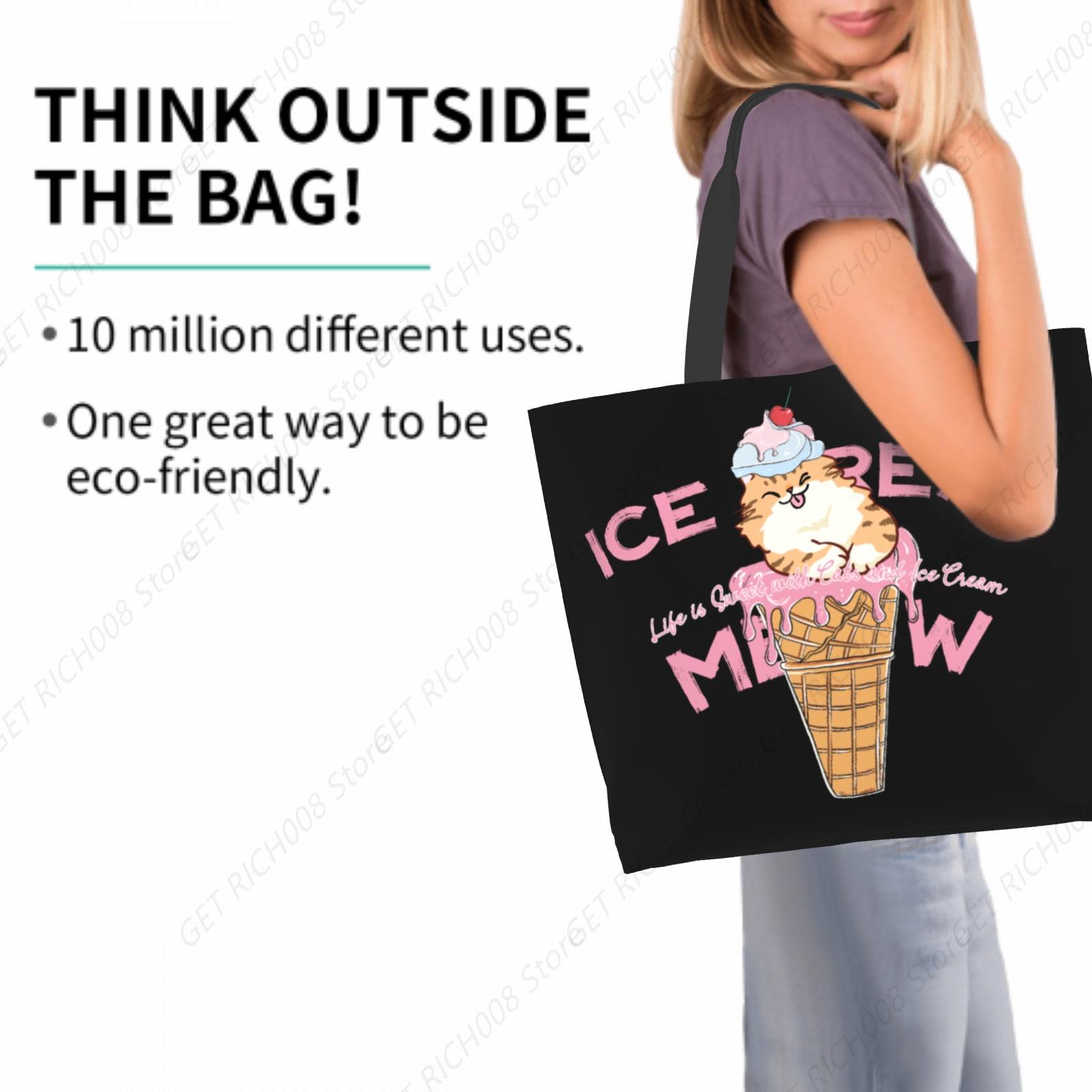 Ice Cream Meow Cat Cute Design - Women Hand Bags For Office บทวิจารณ์และราคา