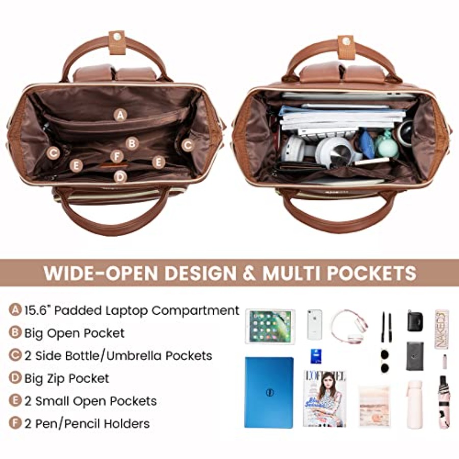 Leather Laptop Backpack for Wo - Women'S Bags For Work บทวิจารณ์และราคา