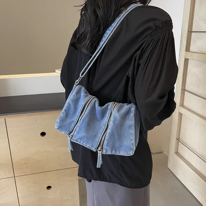 Solid Zipper Denim Versatile S - Women'S Bags New Look บทวิจารณ์และราคา