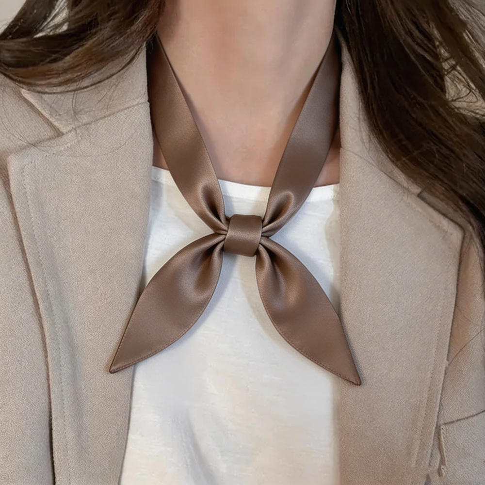 Solid Color Satin Skinny Scarf - Women Bags For Office Use บทวิจารณ์และราคา