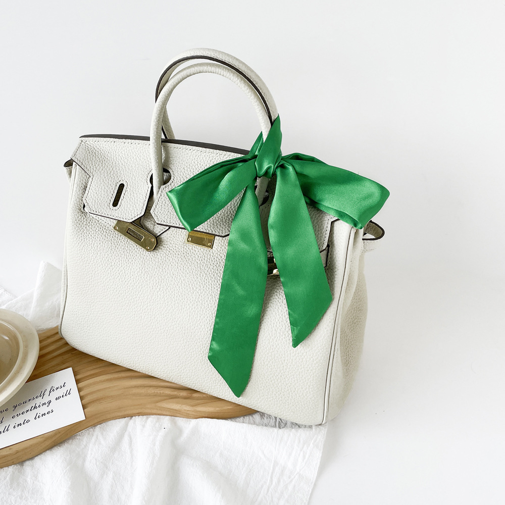 Solid Color Satin Skinny Scarf - Women Bags For Office Use บทวิจารณ์และราคา