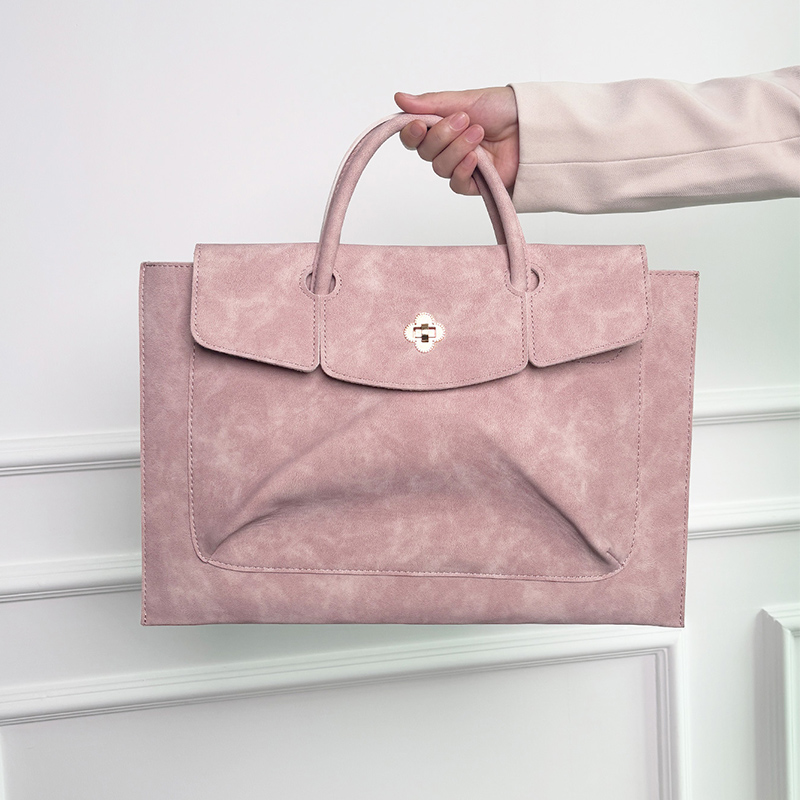 Elegant Pink PU Leather Laptop - Women Bags For Office Use บทวิจารณ์และราคา