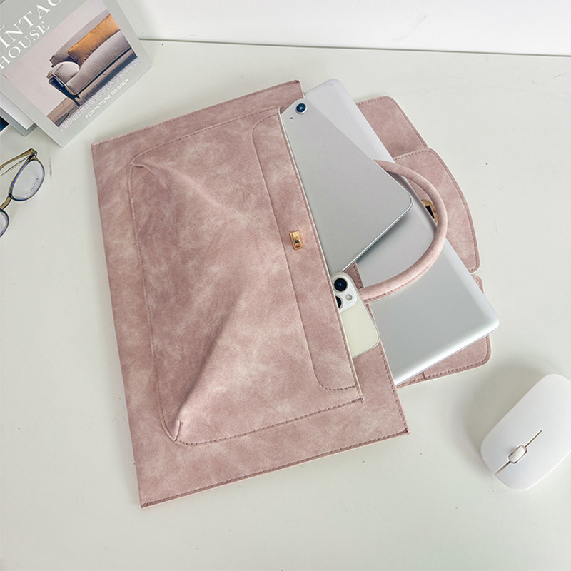 Elegant Pink PU Leather Laptop - Women Bags For Office Use บทวิจารณ์และราคา