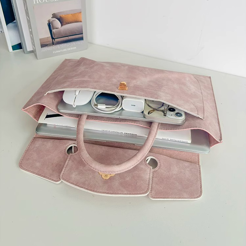 Elegant Pink PU Leather Laptop - Women Bags For Office Use บทวิจารณ์และราคา