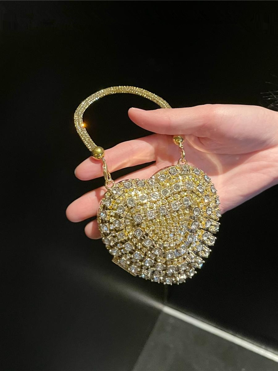 Luxury Small Bling Heart Shape - Clutch Bag Evening บทวิจารณ์และราคา