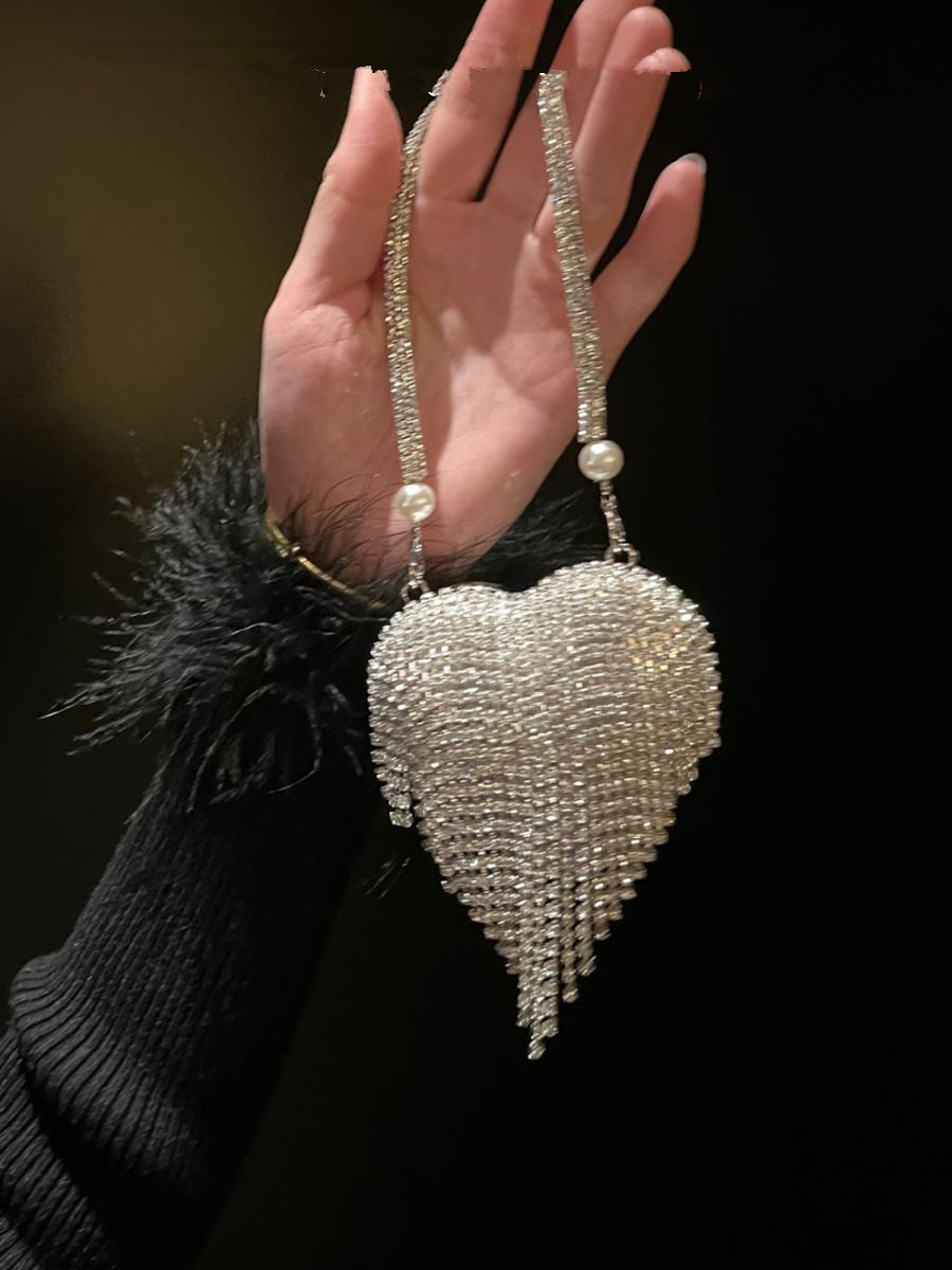 Luxury Small Bling Heart Shape - Clutch Bag Evening บทวิจารณ์และราคา