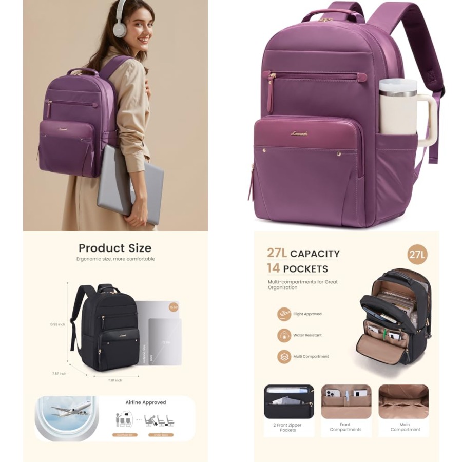 Laptop Backpack for Women with - Women'S Bags For Work บทวิจารณ์และราคา